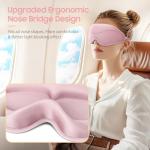 BeHoomi Sleep Mask, Premium Eye Mask for Sleeping, Total Blackout, Super Soft Comfort, Adjustable Fit, Upgraded 3D Ergonomic Designed Sleeping Mask for Home, Office, Travel, Meditation, Yoga, Pink