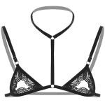 Men Sissy Lace Bra Bralette Tops Crossdresser Gay Underwear Strap Girly Halter Sexy Lingerie Sleepwear Nightwear (Black, One Size)