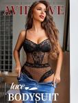 Avidlove Women Sexy Lingerie Bodysuit Lace Teddy One Piece Sexy Mini Babydoll Black M