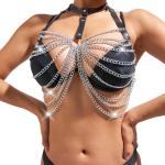 Women's Body Chain Chest Harness Belt Adjustable Body Caged Neck Gothic Punk Leather Harness Bondage Strap for Ladies, Halloween Party Accessories BDSM Cosplay Costume Rave Clubwear Masquerade