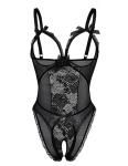 Avidlove Lingerie for Women Sexy Teddy One-Piece Lace Babydoll Bodysuit Nightie Black Small