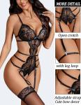 Avidlove Lace Lingerie Bodysuit for Women Sexy One Piece Teddy Cut Out Babydoll Sleepwear Black