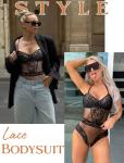 Avidlove Women Sexy Lingerie Bodysuit Lace Teddy One Piece Sexy Mini Babydoll Black M