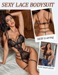 Avidlove Lace Lingerie Bodysuit for Women Sexy One Piece Teddy Cut Out Babydoll Sleepwear Black