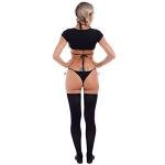 ABAFIP Women's Cute Kawaii Bikini Lingerie Set Yes Daddy Japanese Anime Cosplay Micro Tiny Bra G-String Crop Top Stockings 4 pieces underwear 2#Black - 4pcs stocking One Size