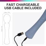 EUOTHY Cordless Handheld Personal Massager - Soft Silicone & Waterproof & USB Rechargeable & Quiet Motor, with 12 Vibration Patterns, 3 Powerful Speeds, for Muscle Tension Relief - Rose Blue