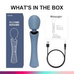 EUOTHY Cordless Handheld Personal Massager - Soft Silicone & Waterproof & USB Rechargeable & Quiet Motor, with 12 Vibration Patterns, 3 Powerful Speeds, for Muscle Tension Relief - Rose Blue