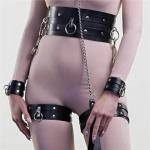 Fangool Women Punk Belt PU Leather Body Chain Waist Belt BDSM Lingerie Bondage Harness