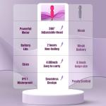 CHARMING Personal Back Massager – Handheld Waterproof & Rechargeable, 20 Patterns 8 Speeds, Quiet Vibration Wand for Travel Friendly Relaxation Tool -(Rose Red)