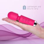 CHARMING Personal Back Massager – Handheld Waterproof & Rechargeable, 20 Patterns 8 Speeds, Quiet Vibration Wand for Travel Friendly Relaxation Tool -(Rose Red)
