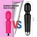 CHARMING Personal Back Massager – Handheld Waterproof & Rechargeable, 20 Patterns 8 Speeds, Quiet Vibration Wand for Travel Friendly Relaxation Tool -(Rose Red)