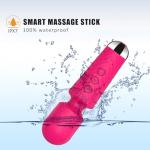 CHARMING Personal Back Massager – Handheld Waterproof & Rechargeable, 20 Patterns 8 Speeds, Quiet Vibration Wand for Travel Friendly Relaxation Tool -(Rose Red)