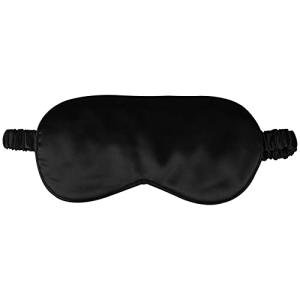 1 Pack Sleep Mask, Silk Eye Mask with Elastic Strap, Blindfold, Soft Silk Sleeping Mask for Girls, Women, Men (Black)