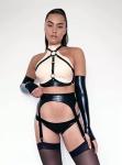 TWBQND Women's Leather Bondage Suit PU Leather Chest Waist Chain Adjustable Punk Style Corset Nightclub Adult Performance Costume Leather Erotica SM Body Bondage Tie Down Black