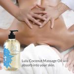 Lulu Coconut Massage Oil with Fractionated Coconut & Cocoa Butter Hydrating Non-Greasy Body Oil for Smooth Skin & Relaxation Aromatherapy for Date Night Couples Massage & Massage Therapy 16 fl oz Pump