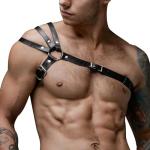 Men's Leather Chest Harness, BDSM Bondage Body Strap, Erotic Sex Gear, Fetish Slave Shoulder Harness, Gothic Punk Clubwear, Adult Gift for Husband Bf Him