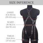 ROIEIIR Women's Punk Gothic Leather Body Harness, Adjustable Bondage Chest Strap with Sexy Chain Belt & Thigh Straps, BDSM Body Harness, Fetish Leather Waist Belt for Roleplay, Clubwear, and Costume