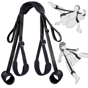 2025 Newly BDSM Sex Bondage Bed Restraint Adjustable Neck to Thigh Restraints with Hand to Ankle Sex Harness Sling, Adjustable Leg Straps & Handcuffs Bondage Gear & Accessories Sweater ZZ23