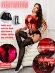 EHSUYAB Women Body Stockings Sexy, Exotic Dancer Fishnets Lingerie Glow Party, Fishnet Bodysuit Rave Outfits Club Plus Size Gradient Red Black