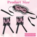 Matwsec Blindfolds, Sleep Mask and Hand Ties, Pink Black Blind Folds for Adult Play, Lace Blackout Sleeping Eye Mask Cover, Blindfold for Adults Couples Valentines Day Gift for Girlfriend Wife