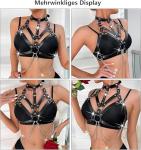 Women's Body Chest Harness Belt, Adjustable Leather Halter Neck Caged Chest Harness Bondage Strap with Metal Chain for Ladies, BDSM Cosplay Costume Rave Party Nightclub Masquerade Clubwear