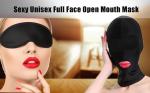 2PCS Sexy Unisex Full Face Open Mouth Mask Half Face Blindfold Bdsm SM Cosplay Sissy Kink Mask Halloween Masquerade Accessories