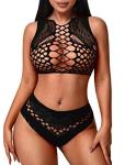 Avidlove Lingerie for Women Sexy Fishnet Lingerie Two Piece Lingerie Fishnet Outfit Stripper Outfit Black Lingerie Sets