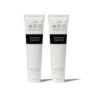 Woo More Play Coconut Love Oil | Organic Coconut Oil Personal Lubricant for Men and Women | Natural and Clean Ingredients | Doubles as Massage Oil | Relaxing Scent | 3.3 fl Oz (6.6 Fl Oz (Pack of 2))