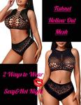Avidlove Lingerie for Women Sexy Fishnet Lingerie Two Piece Lingerie Fishnet Outfit Stripper Outfit Black Lingerie Sets