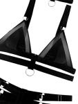 Lilosy Sexy Wireless Choker O Ring Linked Strappy Harness Lingerie Set Outfits 3 Piece Women Matching Bra Panty Underwear Mesh Black Medium