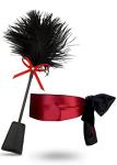 Feather Tickler 15 inch Adult Blindfold Eye Mask Satin Red 59", French Tickler Black, Bedroom Set for Couples Play
