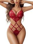 Avidlove Women One Piece Lingerie Deep V Teddy Floral Lace Bodysuit Mini Babydoll Lingeries