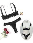 Avidlove Black Lace Lingerie Set for Women Underwire Push Up Bra with Panties Lingerie Set Black S