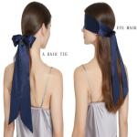 SOBONNY Silk Blindfold Sexy, 60" Silky Multiple Uses Ribbon, Solid Color Hair Tie for Women Fashion Silk Belt Sash Necktie (Navy blue)
