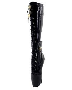 WONDERHEEL Womens Padlocks Ballet Boots Black 6 US