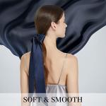 SOBONNY Silk Blindfold Sexy, 60" Silky Multiple Uses Ribbon, Solid Color Hair Tie for Women Fashion Silk Belt Sash Necktie (Navy blue)