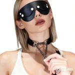 Women's Sexy Detachable PU Leather Half Face Eye Mask Gothic BDSM Bondage Blindfold Sissy Gay Cosplay Halloween Mask