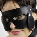 Women's Sexy Detachable PU Leather Half Face Eye Mask Gothic BDSM Bondage Blindfold Sissy Gay Cosplay Halloween Mask