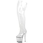 Vujkliy 8'' Heels Over-The-Knee Boots,Sexy Fetish High Heels,Women Transparent Platform Thigh High Boots,Pole Dance Stripper Perform Shoes,Clear,12