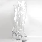 Vujkliy 8'' Heels Over-The-Knee Boots,Sexy Fetish High Heels,Women Transparent Platform Thigh High Boots,Pole Dance Stripper Perform Shoes,Clear,12