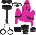 GAOLUWAN 5PCS Bed Restraint for Queen Size Bed Sexy Couple Fuzzy Handcuffs Hand Cuff Set for Adults Grownups Bedroom Bondaged Bed Tie Downs Sex Hand Cuff Bracelets Bondage Gear & Accessories Sweater