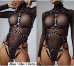 Womens Body Harness Belt Adjustable Leather Caged Harness Lingerie Set for Ladies, Sexy Gothic Punk Chest Leg Garter Body Bondage Strap, BDSM SM Cosplay Costume Clubwear Masquerade Party Accessories