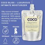 Coco Bliss Natural Coconut Oil Lubricant, Intimate Moisturizer, Lube for Him and Her, Personal Massage Oil, Silky Smooth Moisturizer with Vanilla Extract and Almond Oil, 3 Fl Oz