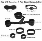 GAOLUWAN 5PCS Bed Restraint for Queen Size Bed Sexy Couple Fuzzy Handcuffs Hand Cuff Set for Adults Grownups Bedroom Bondaged Bed Tie Downs Sex Hand Cuff Bracelets Bondage Gear & Accessories Sweater