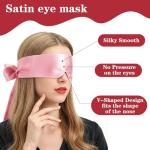 Tyqour 2 Pcs Soft Silk Blindfold for Adult Couples, Satin Blind Folds for Adult Play, Adjustable Blindfold for Party Games, 59 Inch V-Shaped Blackout Sleep Mask for Women Men Gift (Black, Pink)