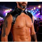 NICEMHAPU Men's Leather Chest Harness Top - Adjustable Leather Shoulder Armor, Gothic Punk Fetish Harness for Men, Valentine's Day Gay Men Clubwear Costume (Black)