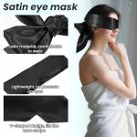 Soft Black Satin Eye Mask, Eye Mask Blindfold for Women Men Comfortable Satin Sleep Masks Silk Satins Blindfold Sleep Masks Eyes Cover Silk Sleeping Blind Folds for Night Sleeping Travel