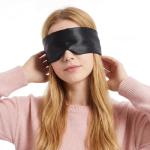 Soft Black Satin Eye Mask, Eye Mask Blindfold for Women Men Comfortable Satin Sleep Masks Silk Satins Blindfold Sleep Masks Eyes Cover Silk Sleeping Blind Folds for Night Sleeping Travel