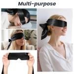 Soft Black Satin Eye Mask, Eye Mask Blindfold for Women Men Comfortable Satin Sleep Masks Silk Satins Blindfold Sleep Masks Eyes Cover Silk Sleeping Blind Folds for Night Sleeping Travel