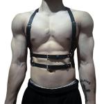 Dicosky Adjustable Men's Bondage Harness,PU Leather Chest Strap Suspenders for BDSM,SM Fetish,Gothic Stage Performance,Punk Clubwear&Gay Cosplay Costume Valentine's Day